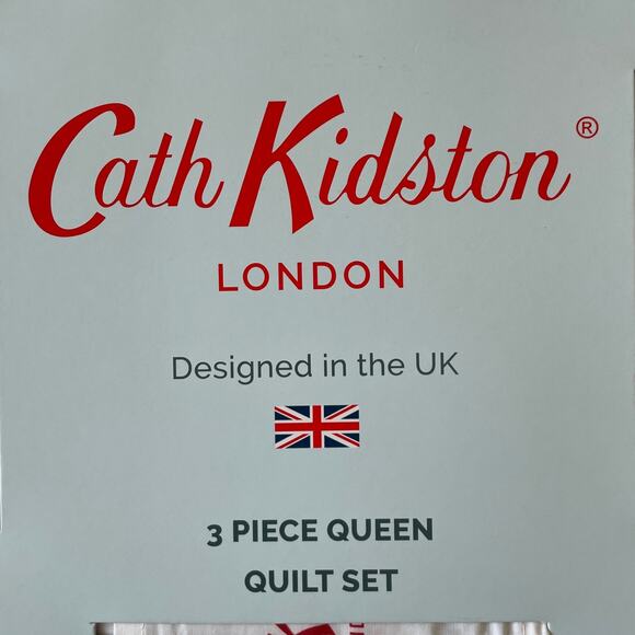 Cath Kidston London 3pc QUEEN Quilt & Sham Set Cottage Rose and Bows Pink NEW - Picture 3 of 13